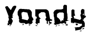 The image contains the word Yondy in a stylized font with a static looking effect at the bottom of the words