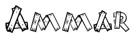 The image contains the name Ammar written in a decorative, stylized font with a hand-drawn appearance. The lines are made up of what appears to be planks of wood, which are nailed together
