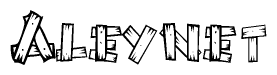 The clipart image shows the name Aleynet stylized to look like it is constructed out of separate wooden planks or boards, with each letter having wood grain and plank-like details.