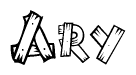 The clipart image shows the name Ary stylized to look like it is constructed out of separate wooden planks or boards, with each letter having wood grain and plank-like details.