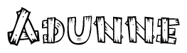 The clipart image shows the name Adunne stylized to look like it is constructed out of separate wooden planks or boards, with each letter having wood grain and plank-like details.
