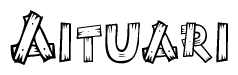 The clipart image shows the name Aituari stylized to look as if it has been constructed out of wooden planks or logs. Each letter is designed to resemble pieces of wood.