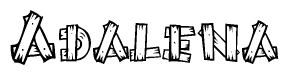 The image contains the name Adalena written in a decorative, stylized font with a hand-drawn appearance. The lines are made up of what appears to be planks of wood, which are nailed together