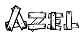 The clipart image shows the name Azel stylized to look like it is constructed out of separate wooden planks or boards, with each letter having wood grain and plank-like details.