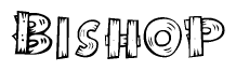 The clipart image shows the name Bishop stylized to look like it is constructed out of separate wooden planks or boards, with each letter having wood grain and plank-like details.