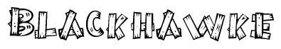 The clipart image shows the name Blackhawke stylized to look like it is constructed out of separate wooden planks or boards, with each letter having wood grain and plank-like details.