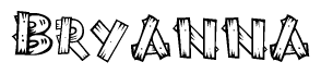 The clipart image shows the name Bryanna stylized to look like it is constructed out of separate wooden planks or boards, with each letter having wood grain and plank-like details.
