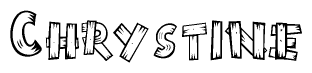 The clipart image shows the name Chrystine stylized to look like it is constructed out of separate wooden planks or boards, with each letter having wood grain and plank-like details.