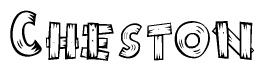 The clipart image shows the name Cheston stylized to look as if it has been constructed out of wooden planks or logs. Each letter is designed to resemble pieces of wood.