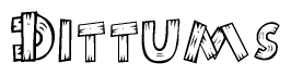 The clipart image shows the name Dittums stylized to look as if it has been constructed out of wooden planks or logs. Each letter is designed to resemble pieces of wood.