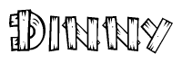 The clipart image shows the name Dinny stylized to look like it is constructed out of separate wooden planks or boards, with each letter having wood grain and plank-like details.