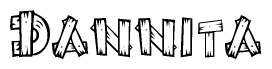 The clipart image shows the name Dannita stylized to look like it is constructed out of separate wooden planks or boards, with each letter having wood grain and plank-like details.