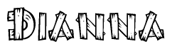 The image contains the name Dianna written in a decorative, stylized font with a hand-drawn appearance. The lines are made up of what appears to be planks of wood, which are nailed together