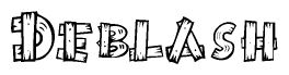 The image contains the name Deblash written in a decorative, stylized font with a hand-drawn appearance. The lines are made up of what appears to be planks of wood, which are nailed together