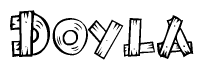 The clipart image shows the name Doyla stylized to look like it is constructed out of separate wooden planks or boards, with each letter having wood grain and plank-like details.