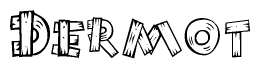 The clipart image shows the name Dermot stylized to look as if it has been constructed out of wooden planks or logs. Each letter is designed to resemble pieces of wood.