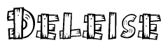 The clipart image shows the name Deleise stylized to look like it is constructed out of separate wooden planks or boards, with each letter having wood grain and plank-like details.