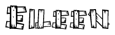 The clipart image shows the name Eileen stylized to look like it is constructed out of separate wooden planks or boards, with each letter having wood grain and plank-like details.