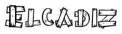 The clipart image shows the name Elcadiz stylized to look like it is constructed out of separate wooden planks or boards, with each letter having wood grain and plank-like details.