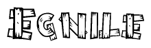 The clipart image shows the name Egnile stylized to look like it is constructed out of separate wooden planks or boards, with each letter having wood grain and plank-like details.