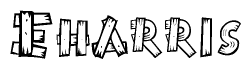 The clipart image shows the name Eharris stylized to look as if it has been constructed out of wooden planks or logs. Each letter is designed to resemble pieces of wood.