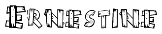 The clipart image shows the name Ernestine stylized to look like it is constructed out of separate wooden planks or boards, with each letter having wood grain and plank-like details.