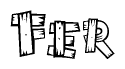 The image contains the name Fer written in a decorative, stylized font with a hand-drawn appearance. The lines are made up of what appears to be planks of wood, which are nailed together