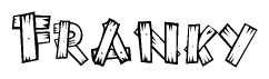 The clipart image shows the name Franky stylized to look like it is constructed out of separate wooden planks or boards, with each letter having wood grain and plank-like details.
