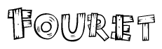 The clipart image shows the name Fouret stylized to look as if it has been constructed out of wooden planks or logs. Each letter is designed to resemble pieces of wood.