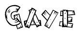 The clipart image shows the name Gaye stylized to look as if it has been constructed out of wooden planks or logs. Each letter is designed to resemble pieces of wood.