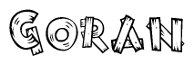 The clipart image shows the name Goran stylized to look like it is constructed out of separate wooden planks or boards, with each letter having wood grain and plank-like details.