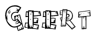 The clipart image shows the name Geert stylized to look as if it has been constructed out of wooden planks or logs. Each letter is designed to resemble pieces of wood.