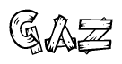 The image contains the name Gaz written in a decorative, stylized font with a hand-drawn appearance. The lines are made up of what appears to be planks of wood, which are nailed together