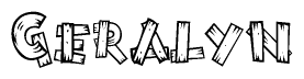 The clipart image shows the name Geralyn stylized to look as if it has been constructed out of wooden planks or logs. Each letter is designed to resemble pieces of wood.