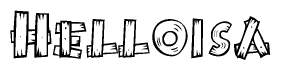 The image contains the name Helloisa written in a decorative, stylized font with a hand-drawn appearance. The lines are made up of what appears to be planks of wood, which are nailed together