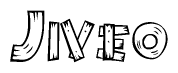The clipart image shows the name Jiveo stylized to look like it is constructed out of separate wooden planks or boards, with each letter having wood grain and plank-like details.