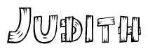 The clipart image shows the name Judith stylized to look like it is constructed out of separate wooden planks or boards, with each letter having wood grain and plank-like details.