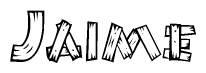 The clipart image shows the name Jaime stylized to look as if it has been constructed out of wooden planks or logs. Each letter is designed to resemble pieces of wood.