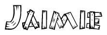 The clipart image shows the name Jaimie stylized to look like it is constructed out of separate wooden planks or boards, with each letter having wood grain and plank-like details.