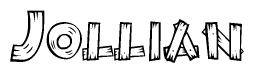 The clipart image shows the name Jollian stylized to look like it is constructed out of separate wooden planks or boards, with each letter having wood grain and plank-like details.