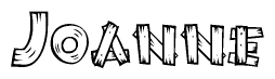 The clipart image shows the name Joanne stylized to look like it is constructed out of separate wooden planks or boards, with each letter having wood grain and plank-like details.