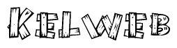 The clipart image shows the name Kelweb stylized to look as if it has been constructed out of wooden planks or logs. Each letter is designed to resemble pieces of wood.