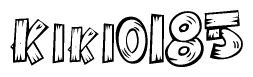 The image contains the name Kiki0185 written in a decorative, stylized font with a hand-drawn appearance. The lines are made up of what appears to be planks of wood, which are nailed together