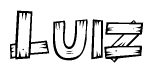The clipart image shows the name Luiz stylized to look like it is constructed out of separate wooden planks or boards, with each letter having wood grain and plank-like details.