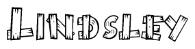 The image contains the name Lindsley written in a decorative, stylized font with a hand-drawn appearance. The lines are made up of what appears to be planks of wood, which are nailed together