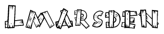 The clipart image shows the name Lmarsden stylized to look as if it has been constructed out of wooden planks or logs. Each letter is designed to resemble pieces of wood.