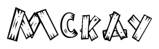 The image contains the name Mckay written in a decorative, stylized font with a hand-drawn appearance. The lines are made up of what appears to be planks of wood, which are nailed together
