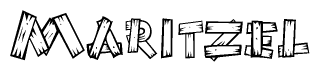 The image contains the name Maritzel written in a decorative, stylized font with a hand-drawn appearance. The lines are made up of what appears to be planks of wood, which are nailed together