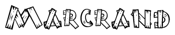 The image contains the name Marcrand written in a decorative, stylized font with a hand-drawn appearance. The lines are made up of what appears to be planks of wood, which are nailed together