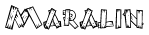The image contains the name Maralin written in a decorative, stylized font with a hand-drawn appearance. The lines are made up of what appears to be planks of wood, which are nailed together